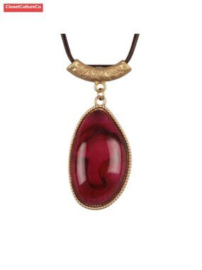Faux Leather Pendant Necklace Boho Long Statement Chunky Sweater Necklace